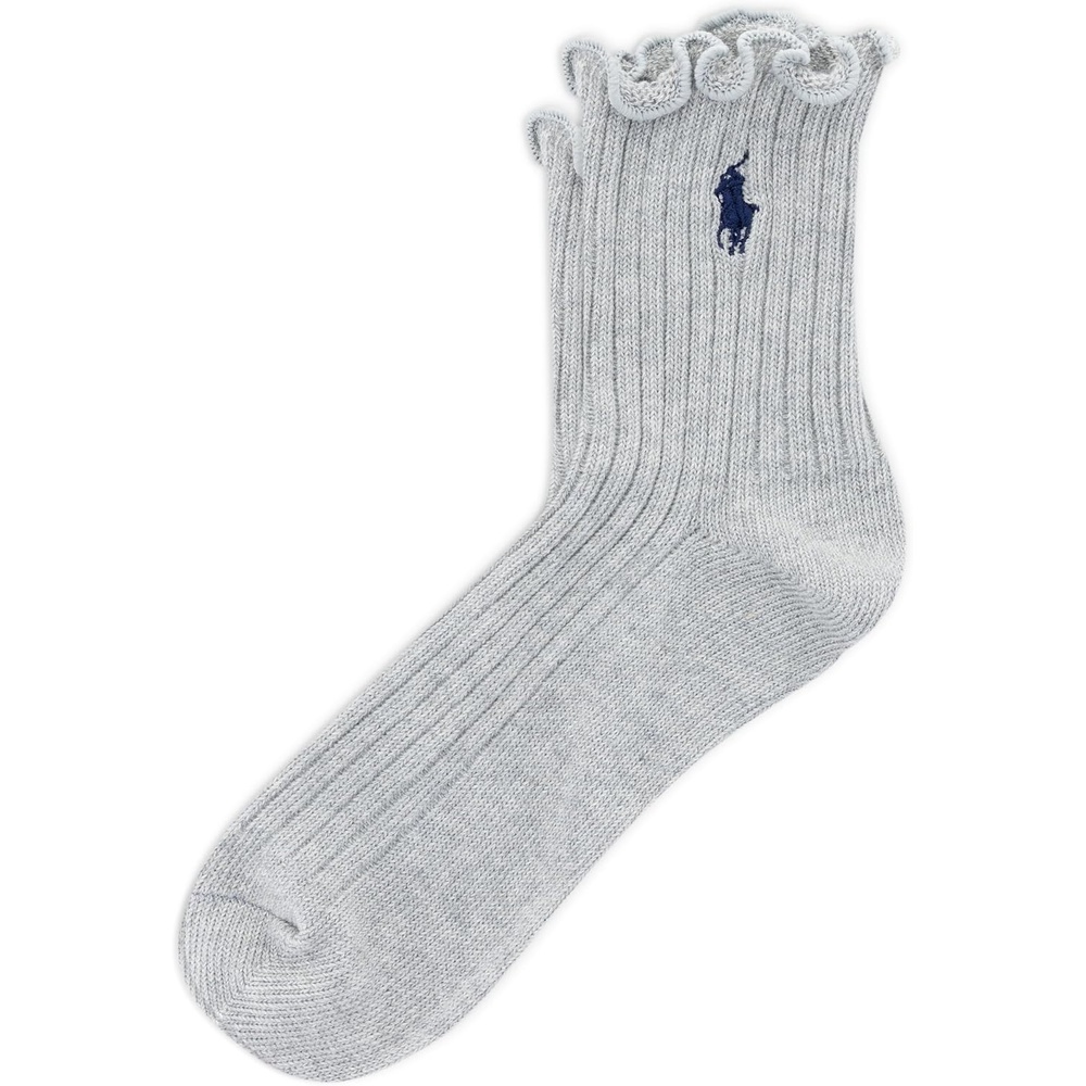 imagePOLO RALPH LAUREN womens Lettuce Edge Ankle Socks 1 Pair Pack Sustainable Cotton ComfortSolid Gray Heather