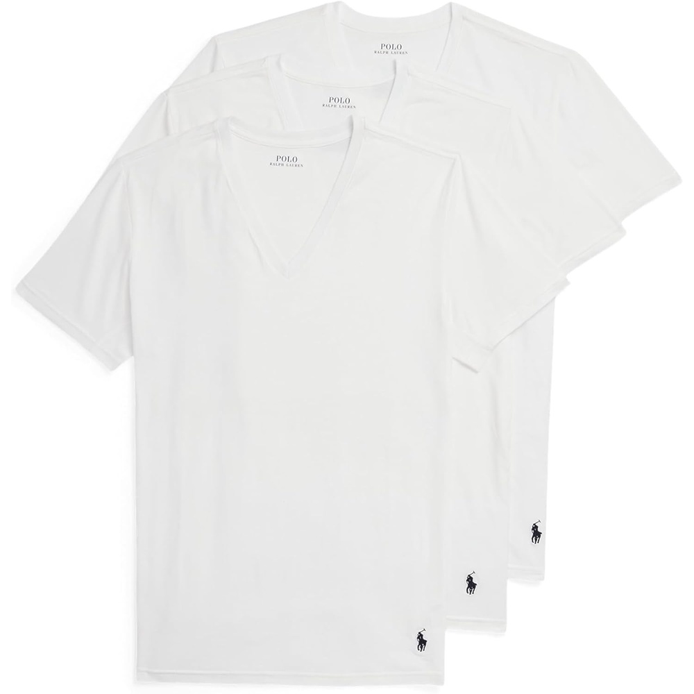 imagePolo Ralph Lauren Mens 4d Flex Cooling Ventilation Cotton Modal VNeck Undershirts 3PackWhiteCruise Navy  3 Pack
