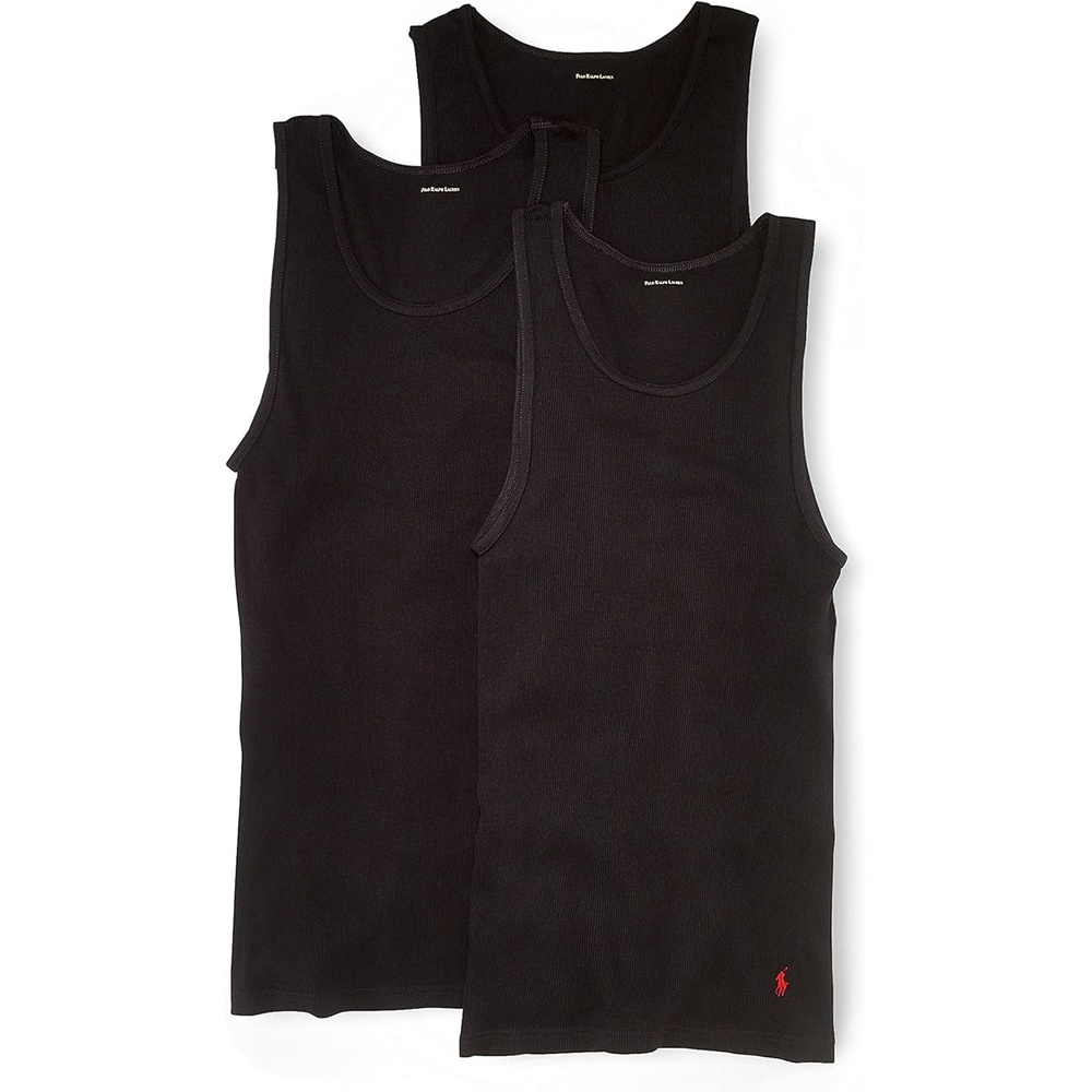 imagePolo Ralph Lauren Mens Classic Fit Cotton Tanks 3PacksBlackRed 3 Pack
