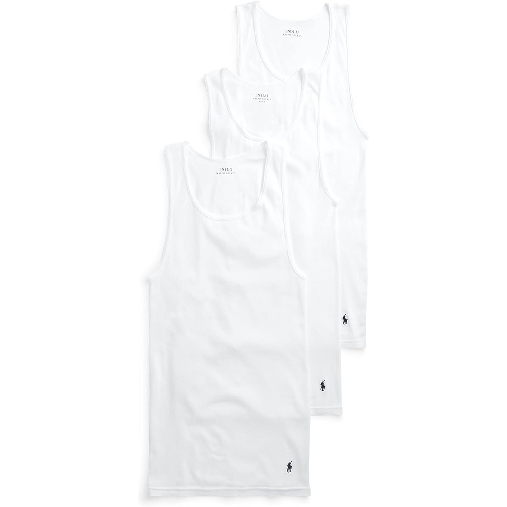 imagePolo Ralph Lauren Mens Classic Fit Cotton Tanks 3PacksWhiteNavy 3 Pack