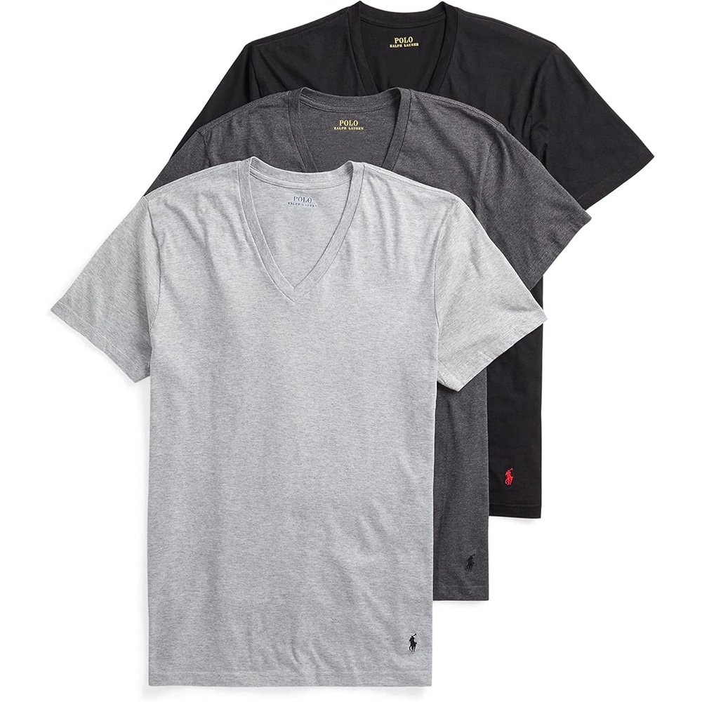 imagePolo Ralph Lauren Mens Classic Fit Cotton VNeck Undershirt 3PackAndover HeatherPolo Black  Madison HeatherPolo Black  Polo BlackRed  3 Pack
