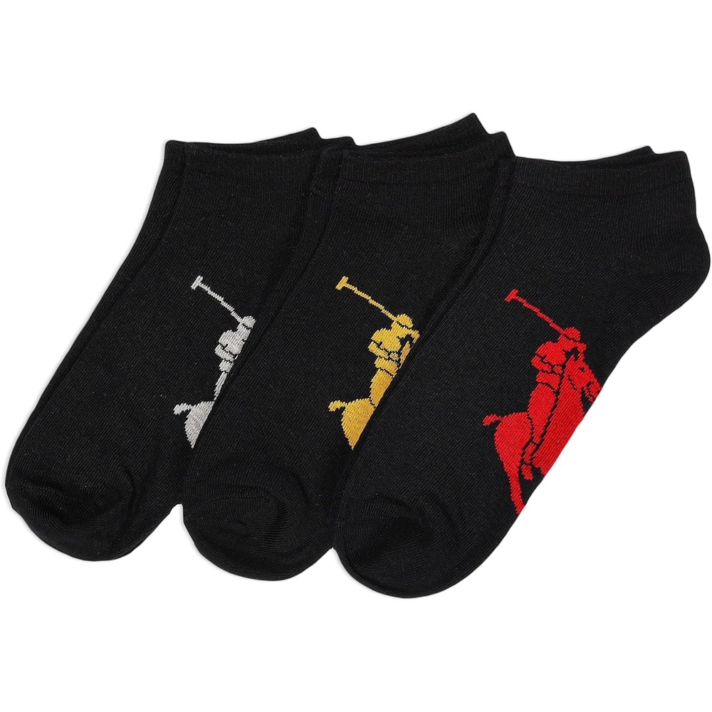imagePolo Ralph Lauren Mens Classic Sport Big Pony Low Cut Socks 3 Pair Pack Soft and Lightweight Cotton ComfortBlack