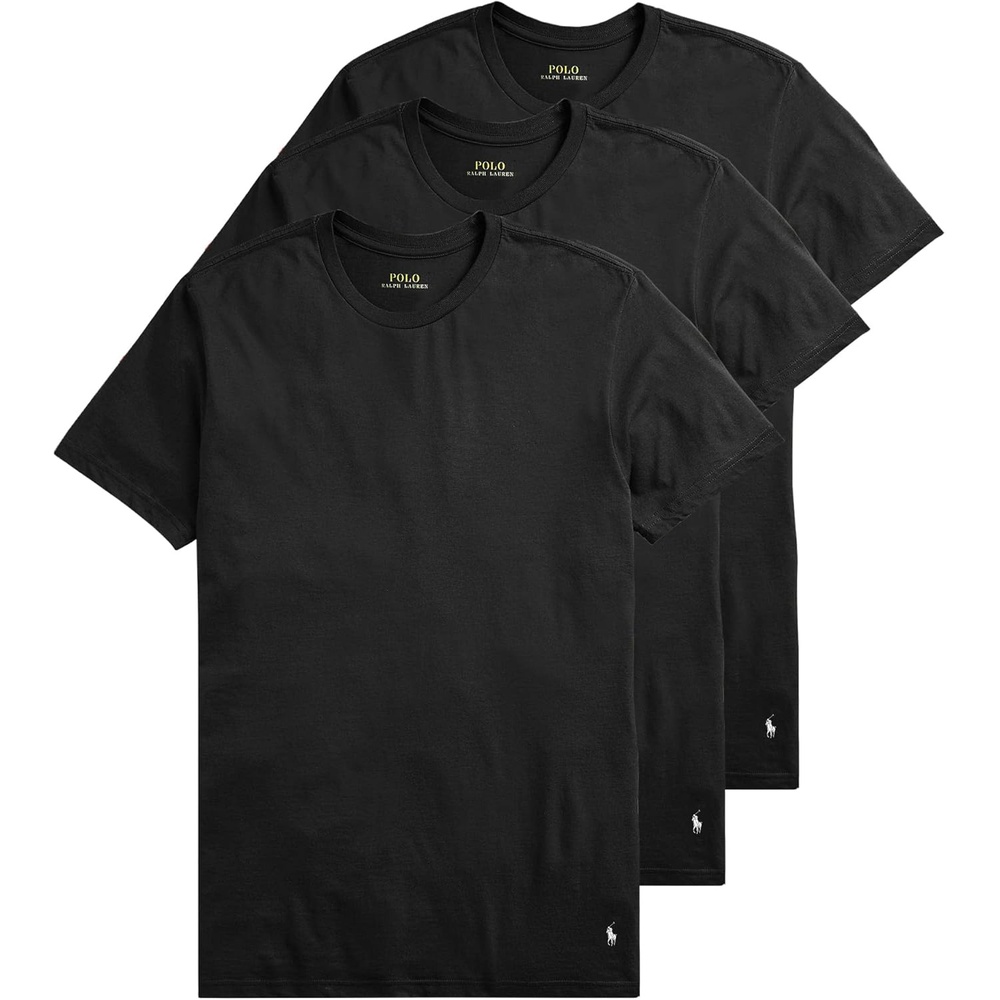 imagePolo Ralph Lauren Mens Classic Stretch Crew Undershirts Big amp Tall 3PackBlackRed  3 Pack