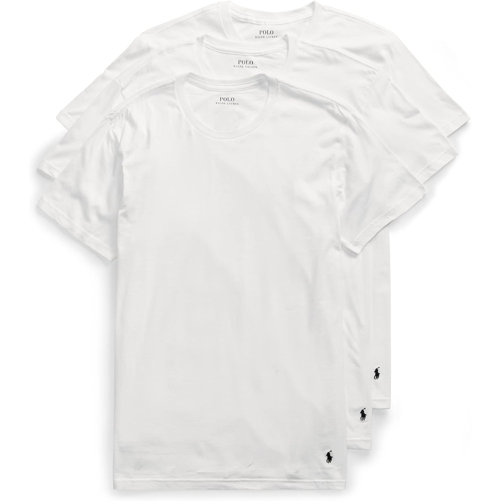 imagePolo Ralph Lauren Mens Classic Stretch Crew Undershirts Big amp Tall 3PackWhiteNavy  3 Pack
