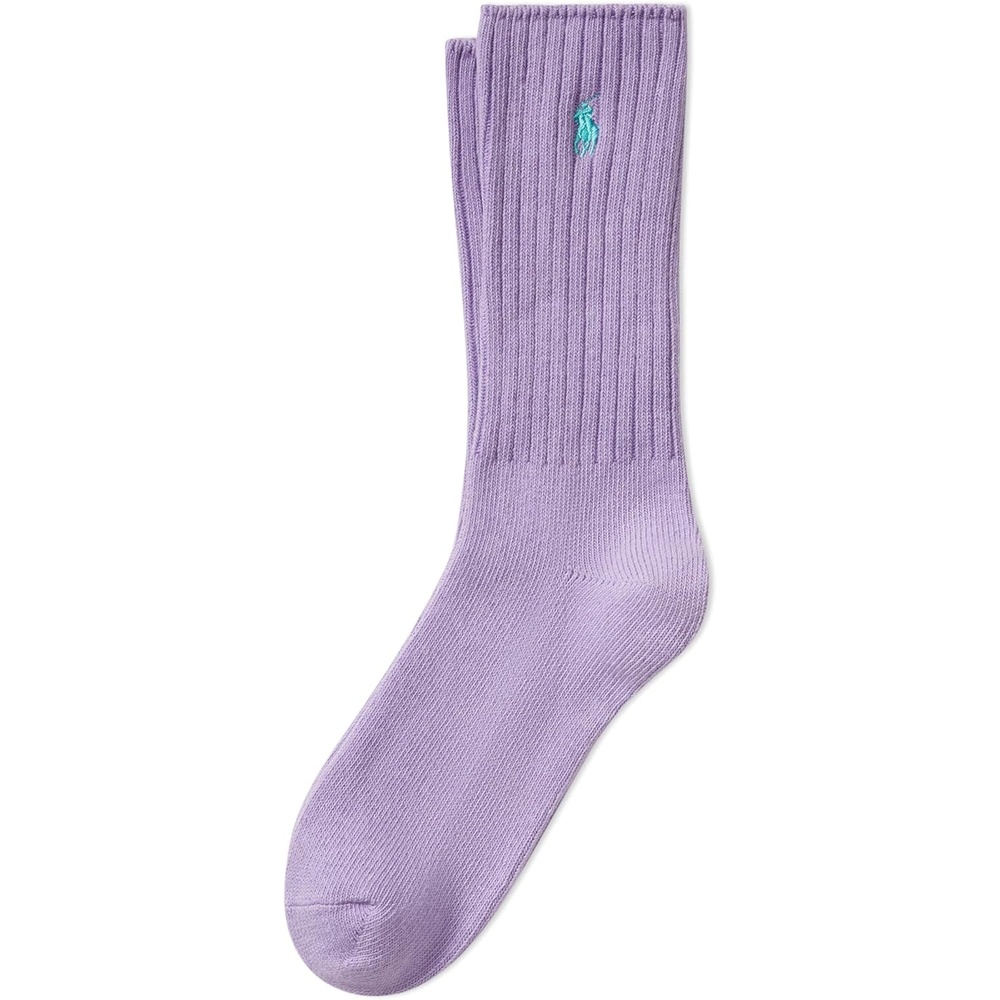 imagePolo Ralph Lauren Mens Cotton Ribbed Dress Crew Socks 1 Pair Pack Solid Color Cushioned ComfortLilac