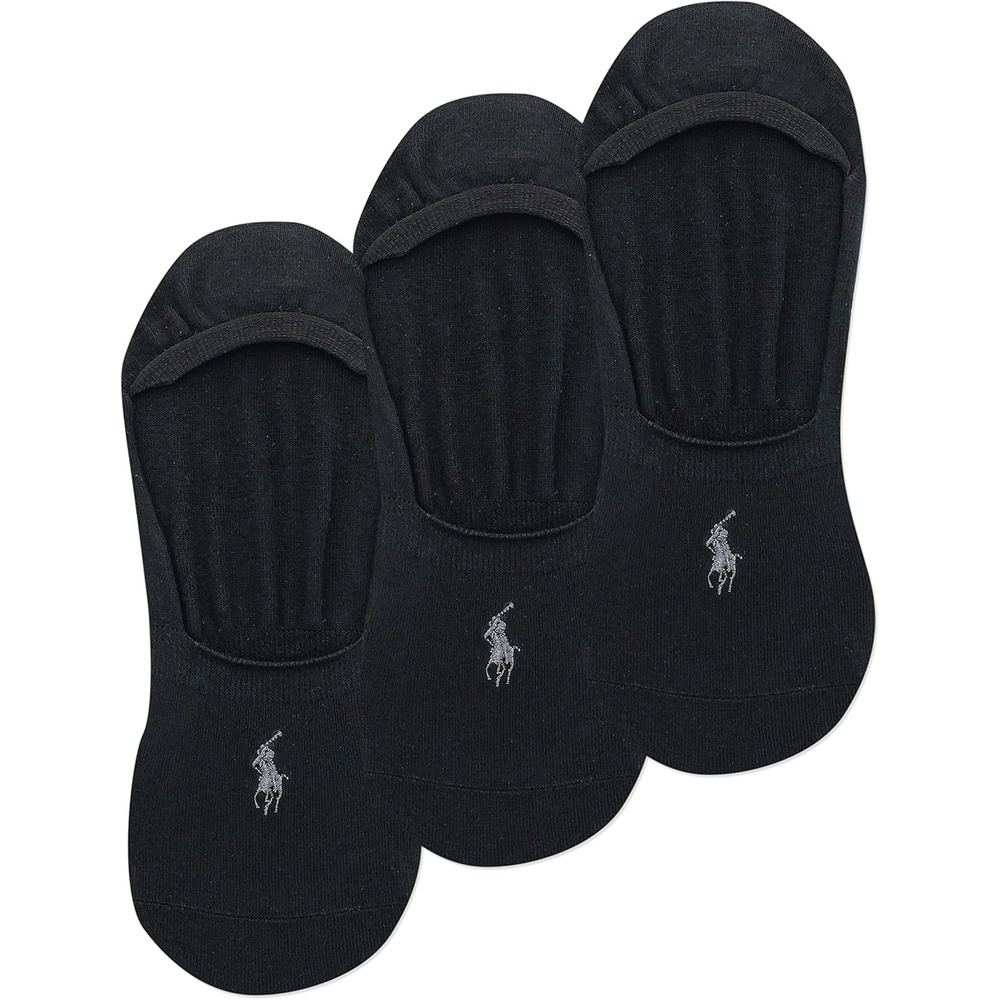 imagePolo Ralph Lauren Mens Dress Liner Socks 3 Pair Pack Lightweight Cotton Comfort with NonSlip HeelBlack