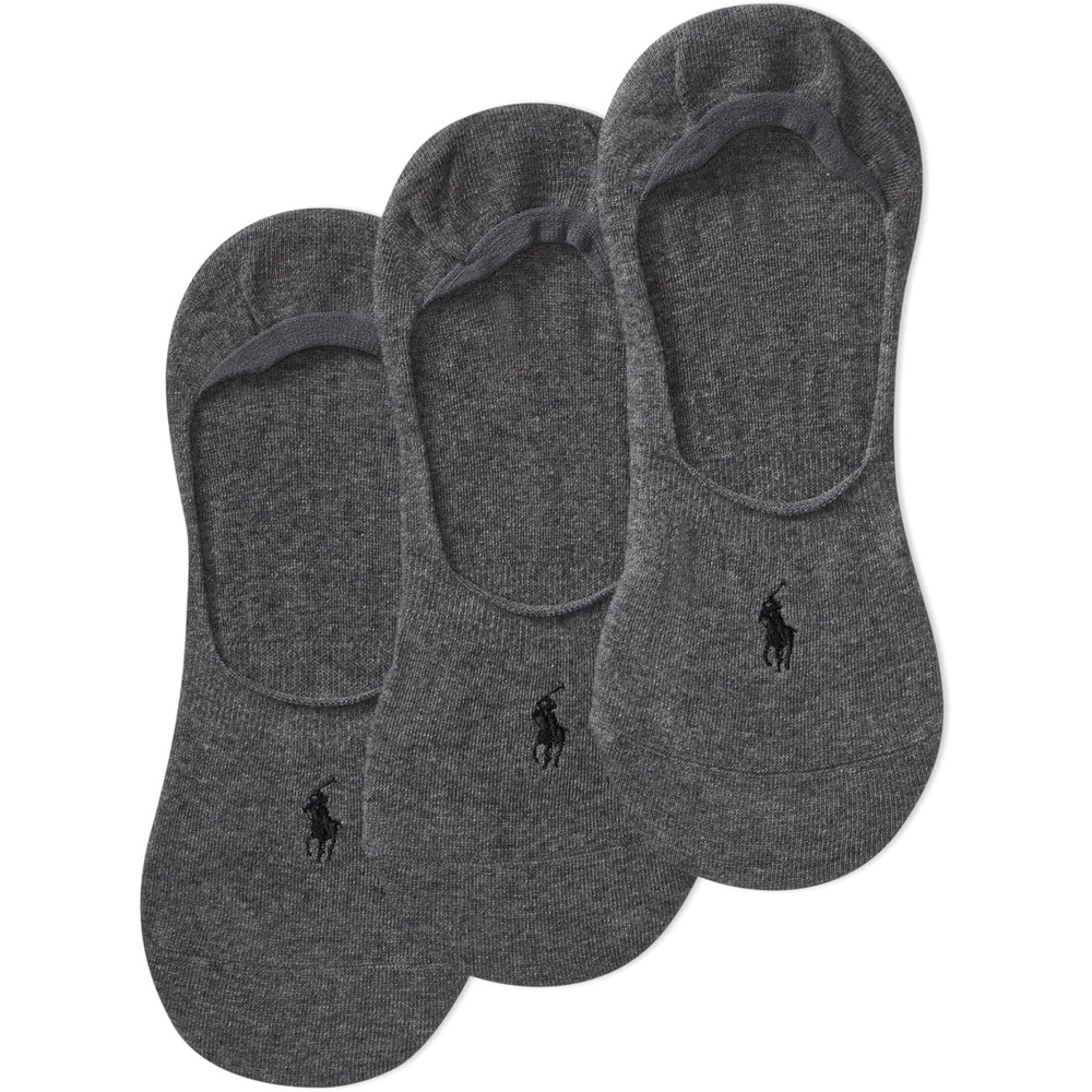imagePolo Ralph Lauren Mens Dress Liner Socks 3 Pair Pack Lightweight Cotton Comfort with NonSlip HeelCharcoal