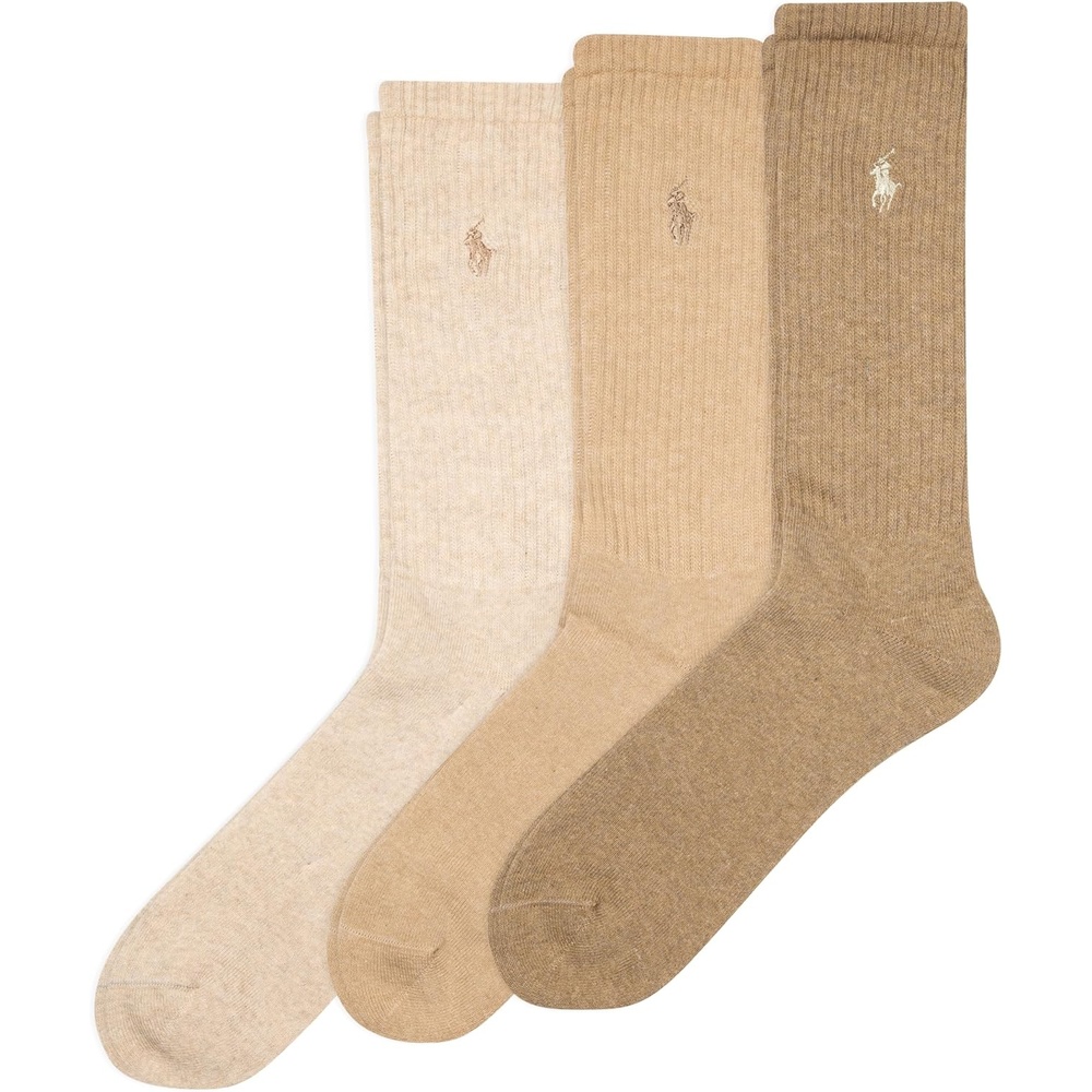 imagePolo Ralph Lauren Mens Ribbed Casual Crew Sock 3PackOatmeal Heather