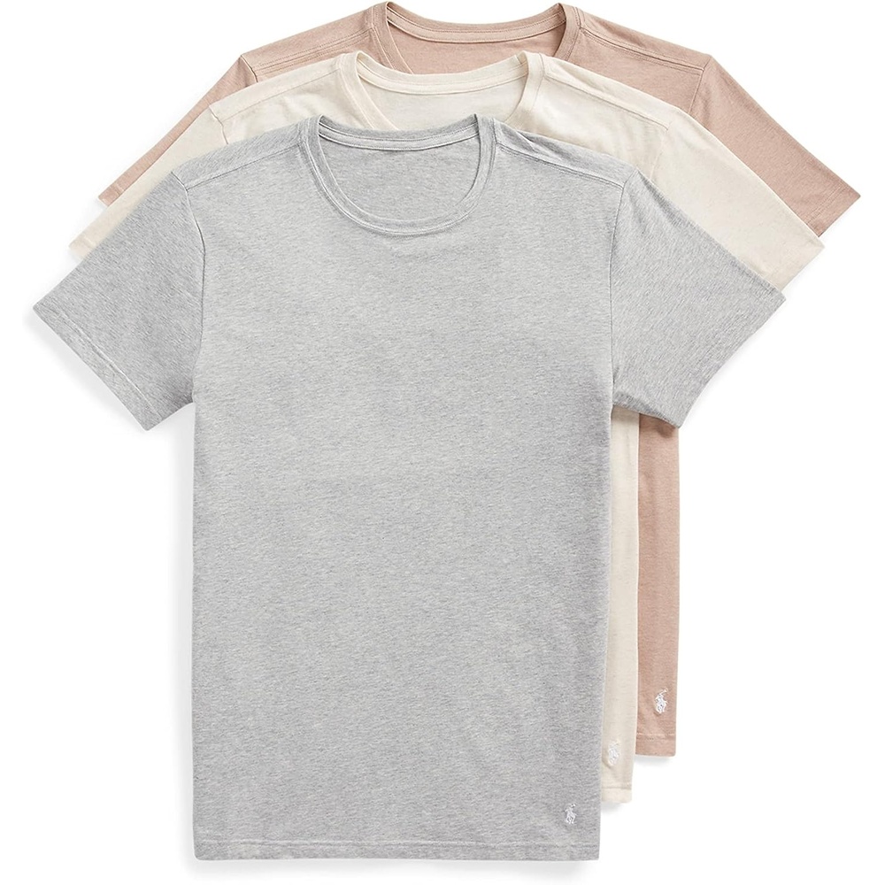 imagePolo Ralph Lauren Mens Slim Fit Stretch Crew Undershirts 3PackOatmeal HeatherWhite Sand HeatherWhite Andover HeatherWhite 3 Pack