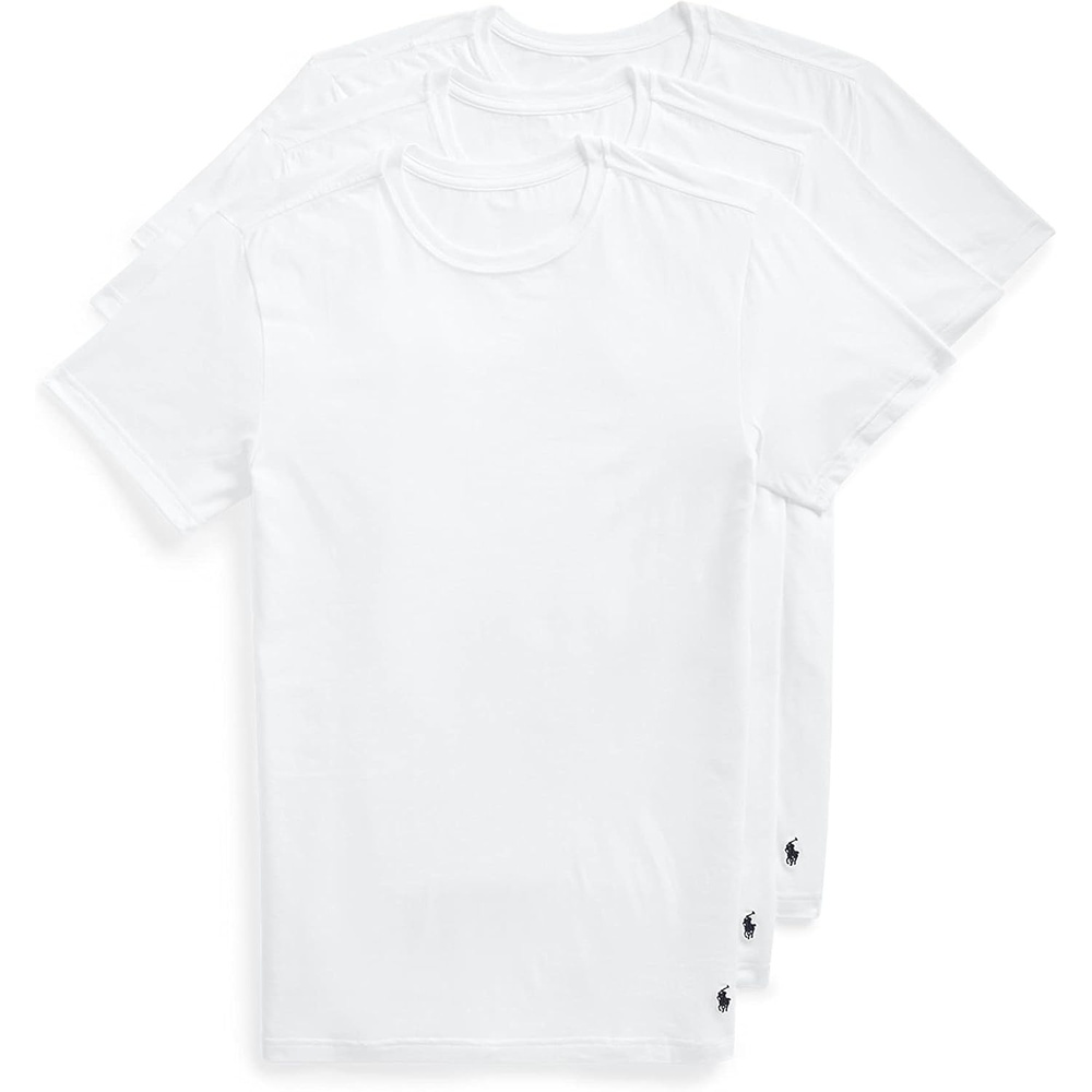 imagePolo Ralph Lauren Mens Slim Fit Stretch Crew Undershirts 3PackWhiteNavy 3 Pack