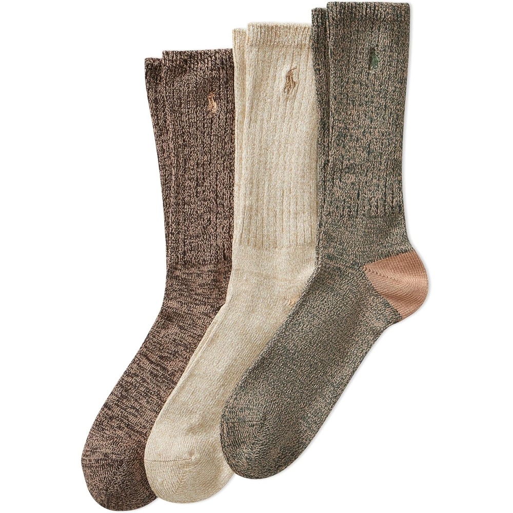 imagePolo Ralph Lauren Mens Super Soft Ragg Crew Socks 3 Pair PackKhaki
