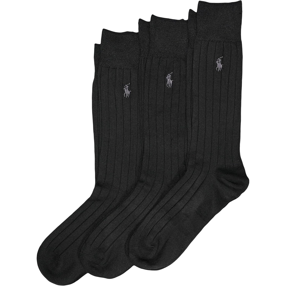 imagePolo Ralph Lauren Mens Super Soft Ribbed Dress Crew Socks 3PackBlack