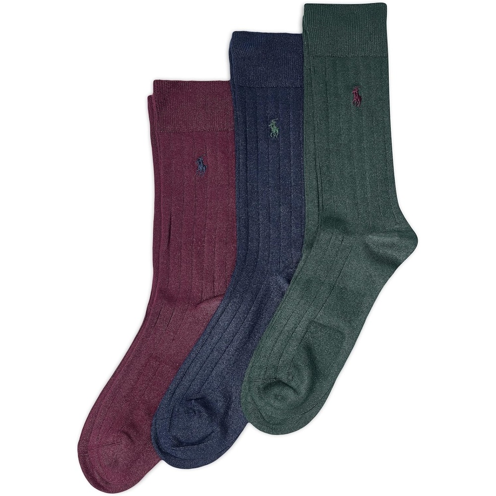 imagePolo Ralph Lauren Mens Super Soft Ribbed Dress Crew Socks 3PackWine