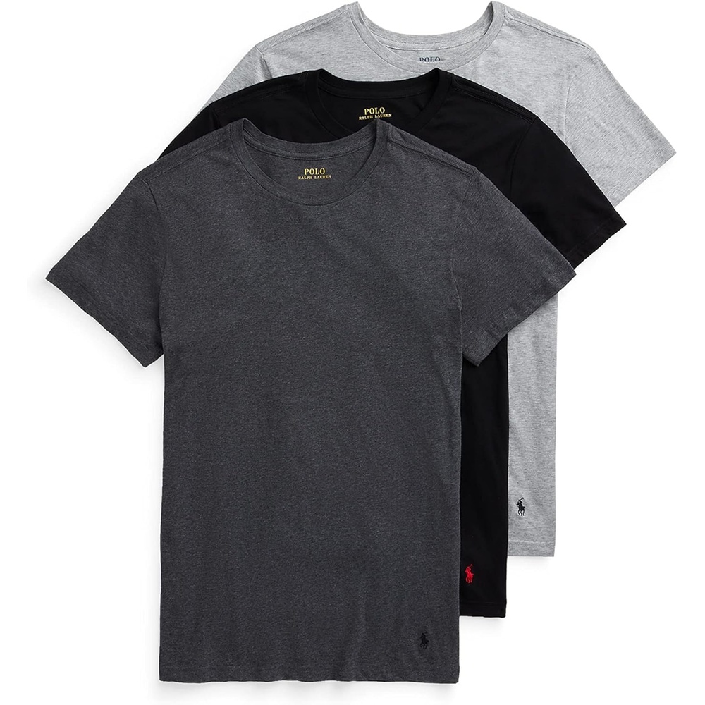 imagePolo Ralph Lauren Mens TShirt Pack 3Pack Cotton Mens Clothing Crewneck Undershirt Slim Fit ShortSleeve TeesAndover HeatherBlack Madison HeatherBlack BlackRed 3 Pack