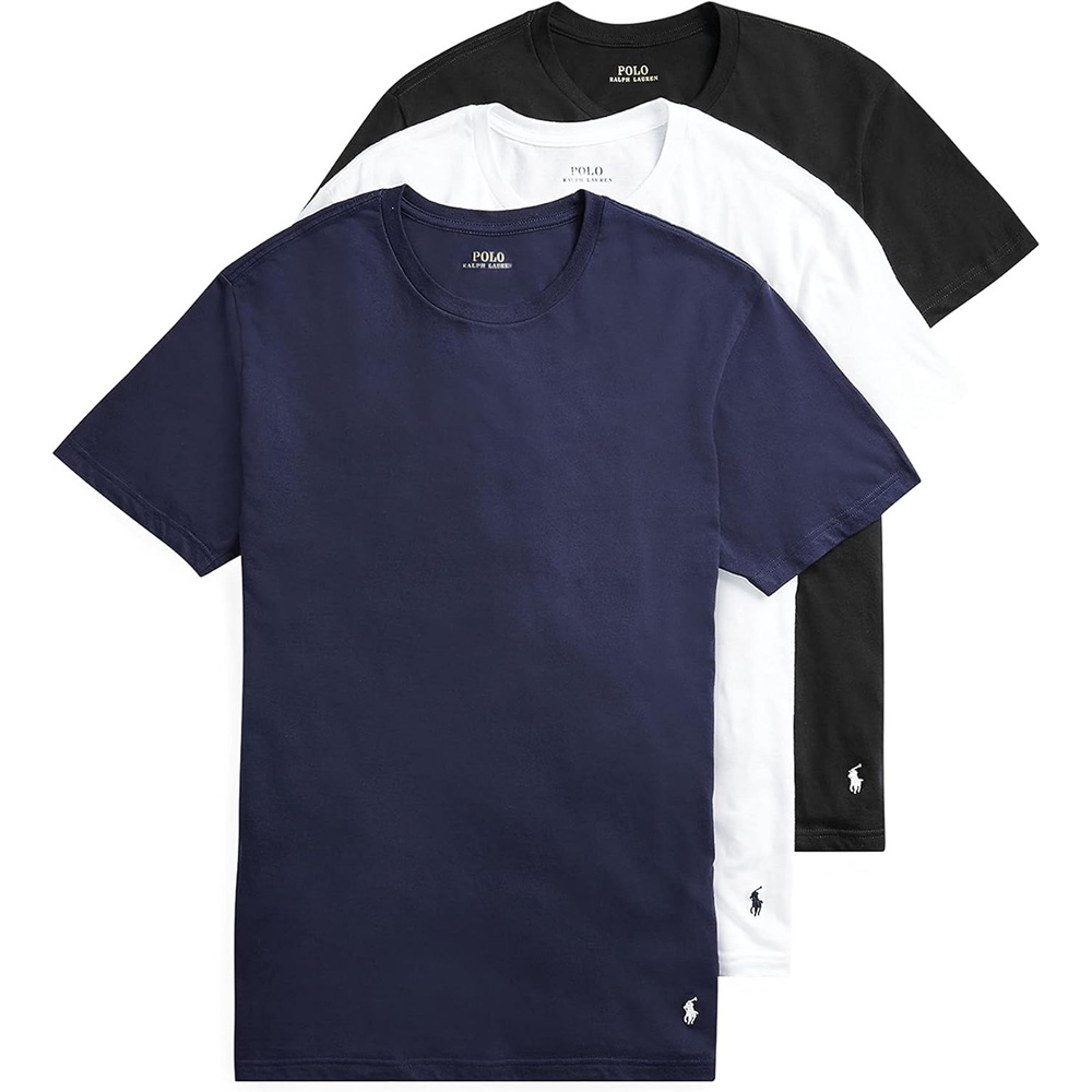 imagePolo Ralph Lauren Mens TShirt Pack 3Pack Cotton Mens Clothing Crewneck Undershirt Slim Fit ShortSleeve TeesNavyWhite WhiteNavy BlackWhite 3 Pack