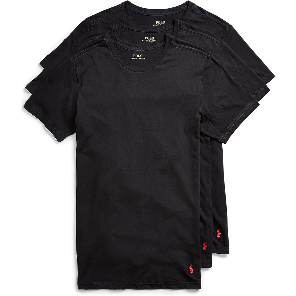 imagePolo Ralph Lauren Mens TShirt Pack 3Pack Cotton Mens Clothing Crewneck Undershirt Slim Fit ShortSleeve TeesPolo Black