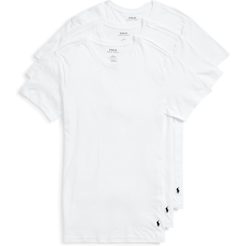 imagePolo Ralph Lauren Mens TShirt Pack 3Pack Cotton Mens Clothing Crewneck Undershirt Slim Fit ShortSleeve TeesWhiteNavy 3 Pack