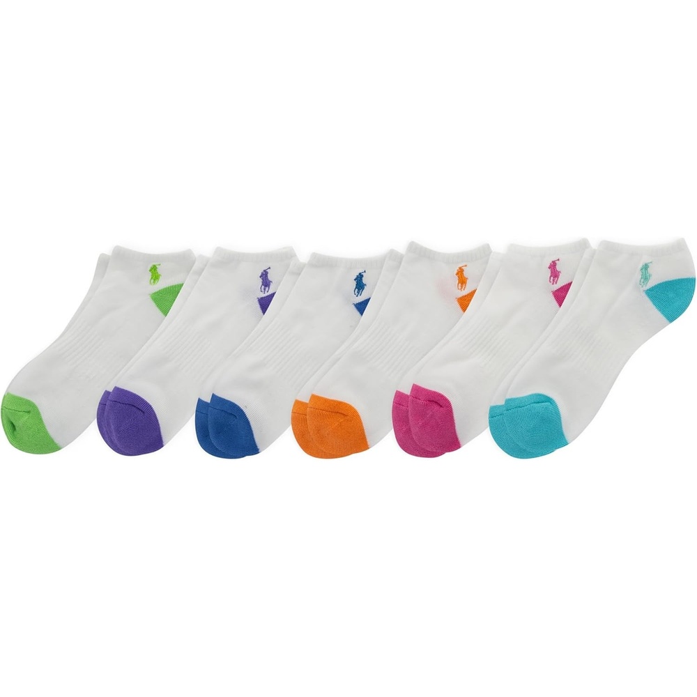imagePolo Ralph Lauren boys Classic Sport Low Cut Socks 6 Pair Pack Soft Stretchy Yarn amp Arch SupportMulticolor Tip