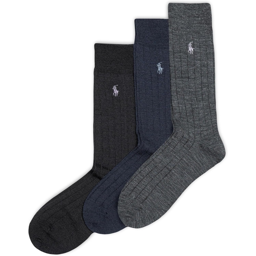 imagePolo Ralph Lauren mens Merino Wool Dress Crew Socks 3 Pair Pack Breathable Wool amp Heeltoe ReinforcementCharcoal Heather