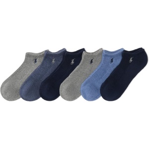 POLO RALPH LAUREN Men’s Athletic Performance Cotton Low Cut Socks – 6 Pair Pack – Moisture Wicking Mesh(Denim)