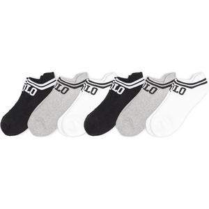 POLO RALPH LAUREN Men’s Athletic Performance Cotton Low Cut Socks – 6 Pair Pack – Moisture Wicking Mesh(Double Bar Polo)