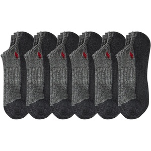 POLO RALPH LAUREN Men’s Athletic Performance Cotton Low Cut Socks – 6 Pair Pack – Moisture Wicking Mesh(Gray Marl Contrast)