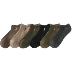 POLO RALPH LAUREN Men’s Athletic Performance Cotton Low Cut Socks – 6 Pair Pack – Moisture Wicking Mesh(Olive Assorted)