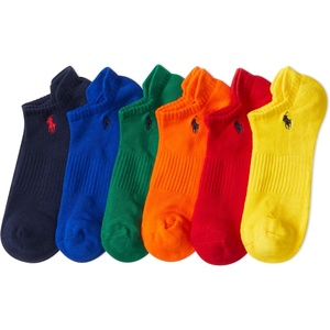 POLO RALPH LAUREN Men’s Athletic Performance Cotton Low Cut Socks – 6 Pair Pack – Moisture Wicking Mesh(Solid Bright)