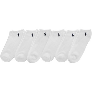 POLO RALPH LAUREN Men’s Athletic Performance Cotton Low Cut Socks – 6 Pair Pack – Moisture Wicking Mesh(White)
