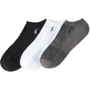 POLO RALPH LAUREN Men’s Athletic Performance Tech Low Cut Socks (3-Pack)(Gray)