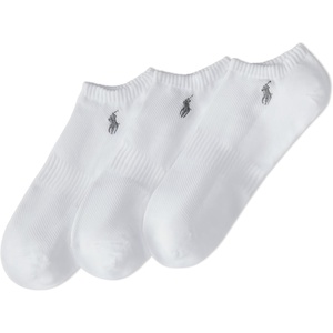 POLO RALPH LAUREN Men’s Athletic Performance Tech Low Cut Socks (3-Pack)(White)