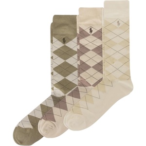 POLO RALPH LAUREN Men’s Casual Wool Ribbed Boot Crew Socks – 1 Pair Pack – Doer Lambswool(Light Khaki)