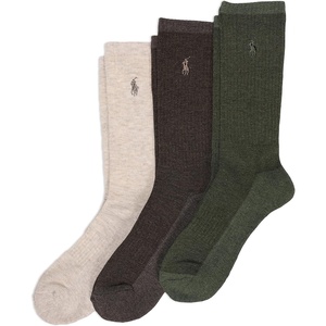 POLO RALPH LAUREN Men’s Casual Wool Ribbed Boot Crew Socks – 1 Pair Pack – Doer Lambswool(Olive Heather)
