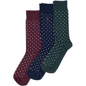 POLO RALPH LAUREN Men’s Casual Wool Ribbed Boot Crew Socks – 1 Pair Pack – Doer Lambswool(Pin Dot Wine)