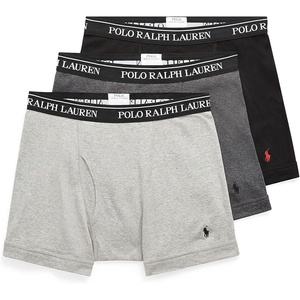 POLO RALPH LAUREN Men’s Classic Fit Cotton Boxer Briefs, Trunks & Long Leg Available, 3-Pack(Madison Heather/Andover Heather/Polo Black – 3 Pack)