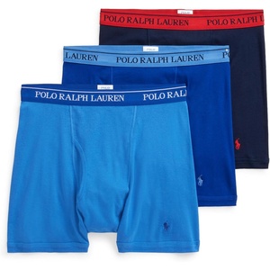 POLO RALPH LAUREN Men’s Classic Fit Cotton Boxer Briefs, Trunks & Long Leg Available, 3-Pack(Royal/Blue/Navy – 3 Pack)