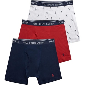 POLO RALPH LAUREN Men’s Classic Fit Cotton Boxer Briefs, Trunks & Long Leg Available, 3-Pack(White/Navy  Navy/Red  Red/Navy – 3 Pack)