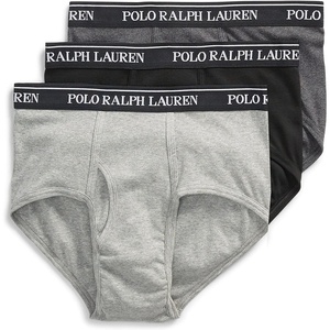 POLO RALPH LAUREN Men’s Classic Fit Cotton Briefs, Multipacks(Andover Heather  Polo Black  Madison Heather – 3 Pack)