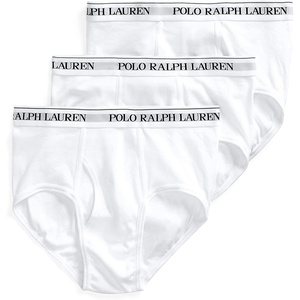 POLO RALPH LAUREN Men’s Classic Fit Cotton Briefs, Multipacks(White – 3 Pack)