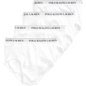 POLO RALPH LAUREN Men’s Classic Fit Cotton Briefs, Multipacks(White – 4 Pack)