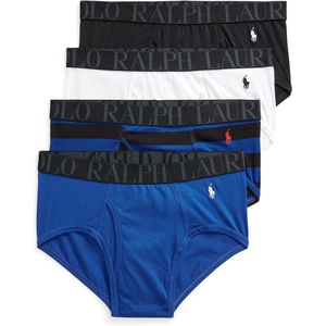 POLO RALPH LAUREN Men’s Classic Fit Stretch Briefs Multi-pack(Blue Saturn/Monroe Blue Heather/White/Pale Royal Heather/Cruise)