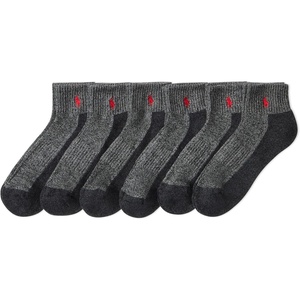POLO RALPH LAUREN Men’s Performance Cotton Quarter Socks(Gray Marl Contrast)