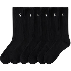 POLO RALPH LAUREN Men’s Performance Crew Socks 6 Pack(Black)