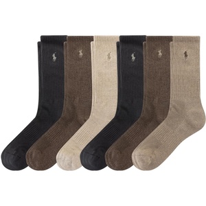 POLO RALPH LAUREN Men’s Performance Crew Socks 6 Pack(Brown)