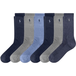 POLO RALPH LAUREN Men’s Performance Crew Socks 6 Pack(Denim)