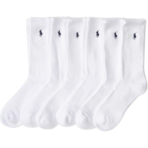 POLO RALPH LAUREN Men’s Performance Crew Socks 6 Pack(White)