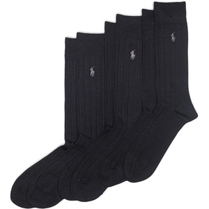 POLO RALPH LAUREN Men’s Ribbed Dress Crew Socks (3-Pair)(Black)