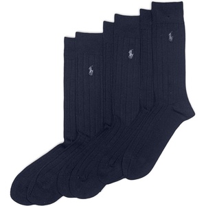 POLO RALPH LAUREN Men’s Ribbed Dress Crew Socks (3-Pair)(Navy)