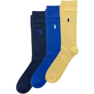 POLO RALPH LAUREN Men’s Super Soft Flat Dress Crew Socks – 3 Pair Pack – Heel-toe Reinforcement(Soft Yellow)