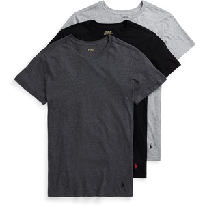 POLO RALPH LAUREN Men’s T-Shirt, 3-Pack, Classic Men’s Cotton Crewneck Shirts, Moisture-Wicking, (Long, Big & Tall)(Andover Heather/Polo Black  Madison Heather/Polo Black  Polo Black/Red – 3 Pack)